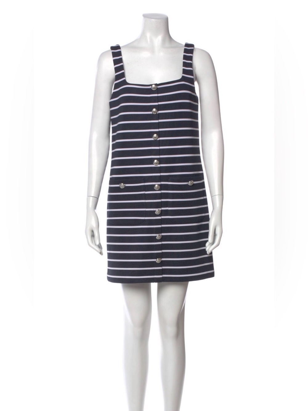 NWT Veronica Beard Navy and White Striped Button-Front Mini Dress